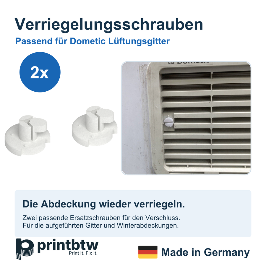 2x Ersatz Verriegelung Schrauben passend für Dometic Kühlschrank/Lüftungsgitter – Produktbild 1 – 48407818830148 – Revision 2026-10-09