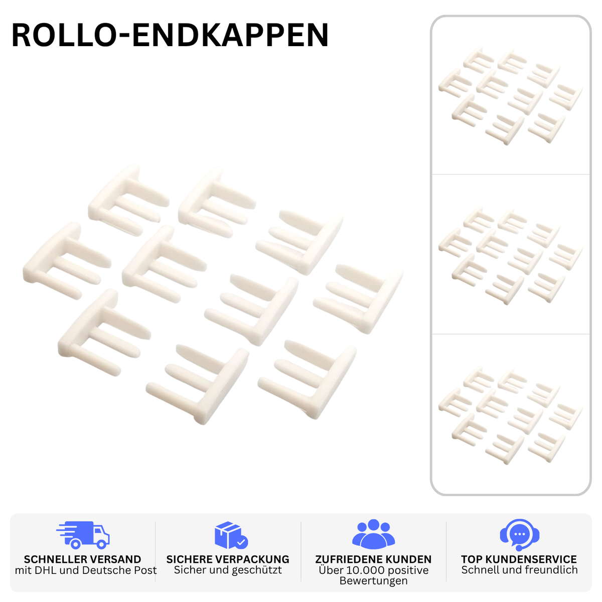 ROLLO-ENDKAPPEN – PASSEND FÜR HYMER 564 – Weiss / 5 Paar – Ansicht 2