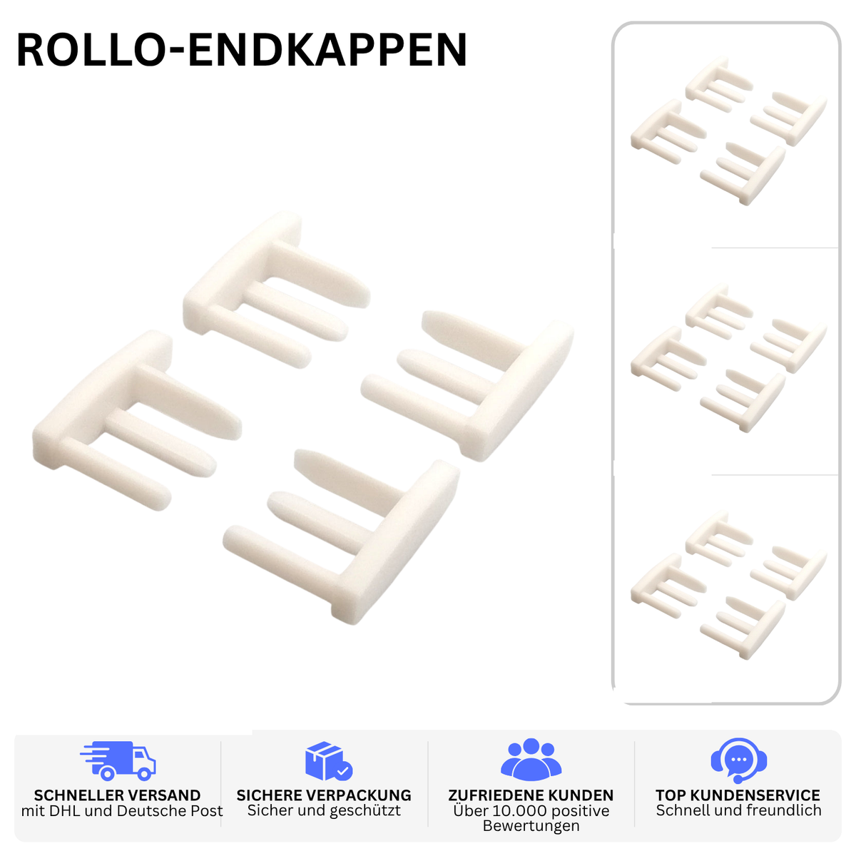 ROLLO-ENDKAPPEN – PASSEND FÜR HYMER 564 – Weiss / 2 Paar – Ansicht 2