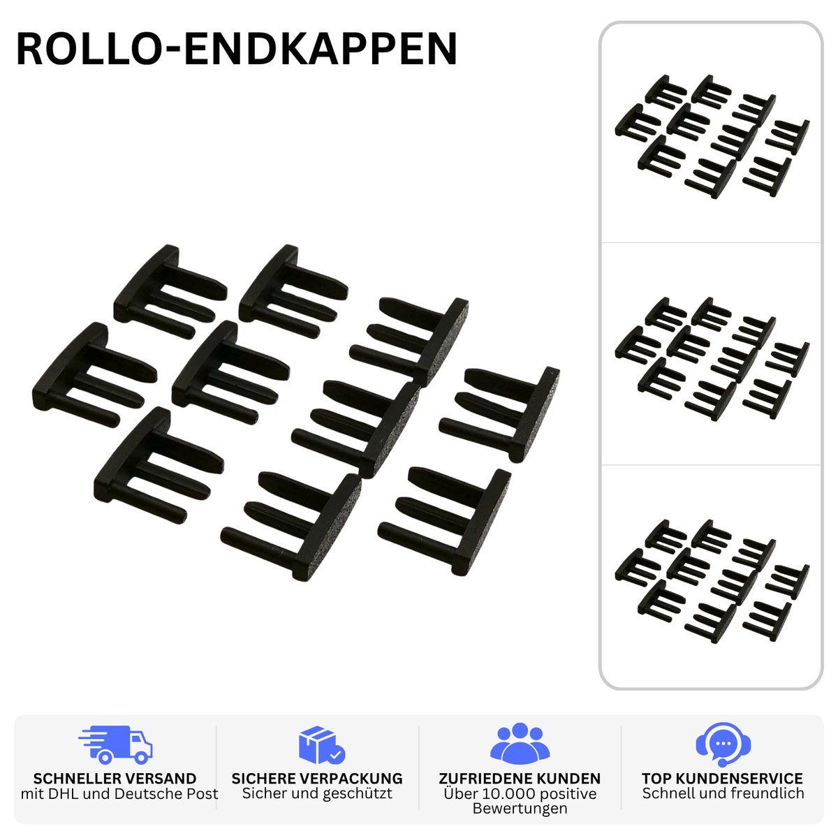 ROLLO-ENDKAPPEN – PASSEND FÜR HYMER 564 – Schwarz / 5 Paar – Ansicht 2