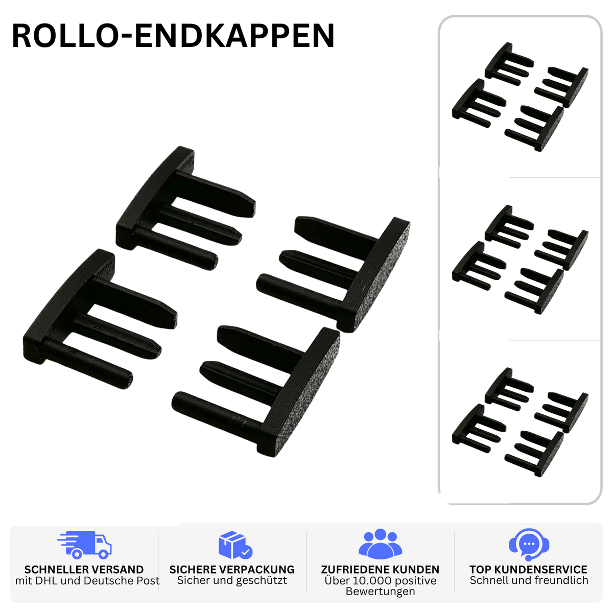 ROLLO-ENDKAPPEN – PASSEND FÜR HYMER 564 – Schwarz / 2 Paar – Ansicht 2