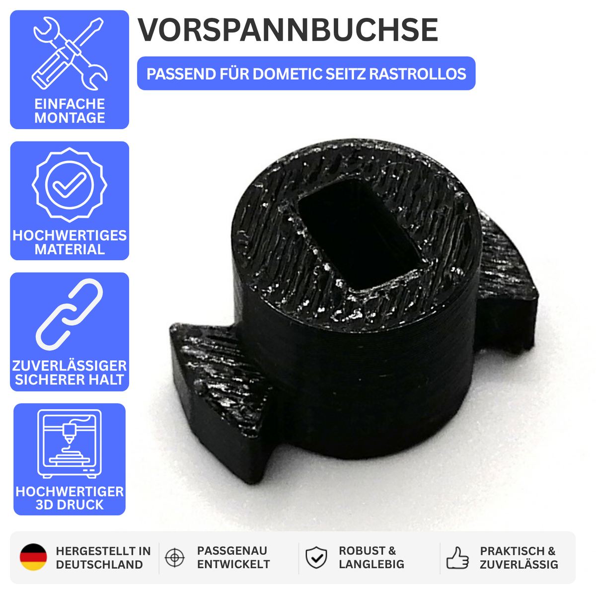1x Printbtw Ersatz Vorspannbuchse passend für Dometic Seitz Rastrollo Schwarz – Produktbild 1 – 53809839407428 – Revision 2026-10-09