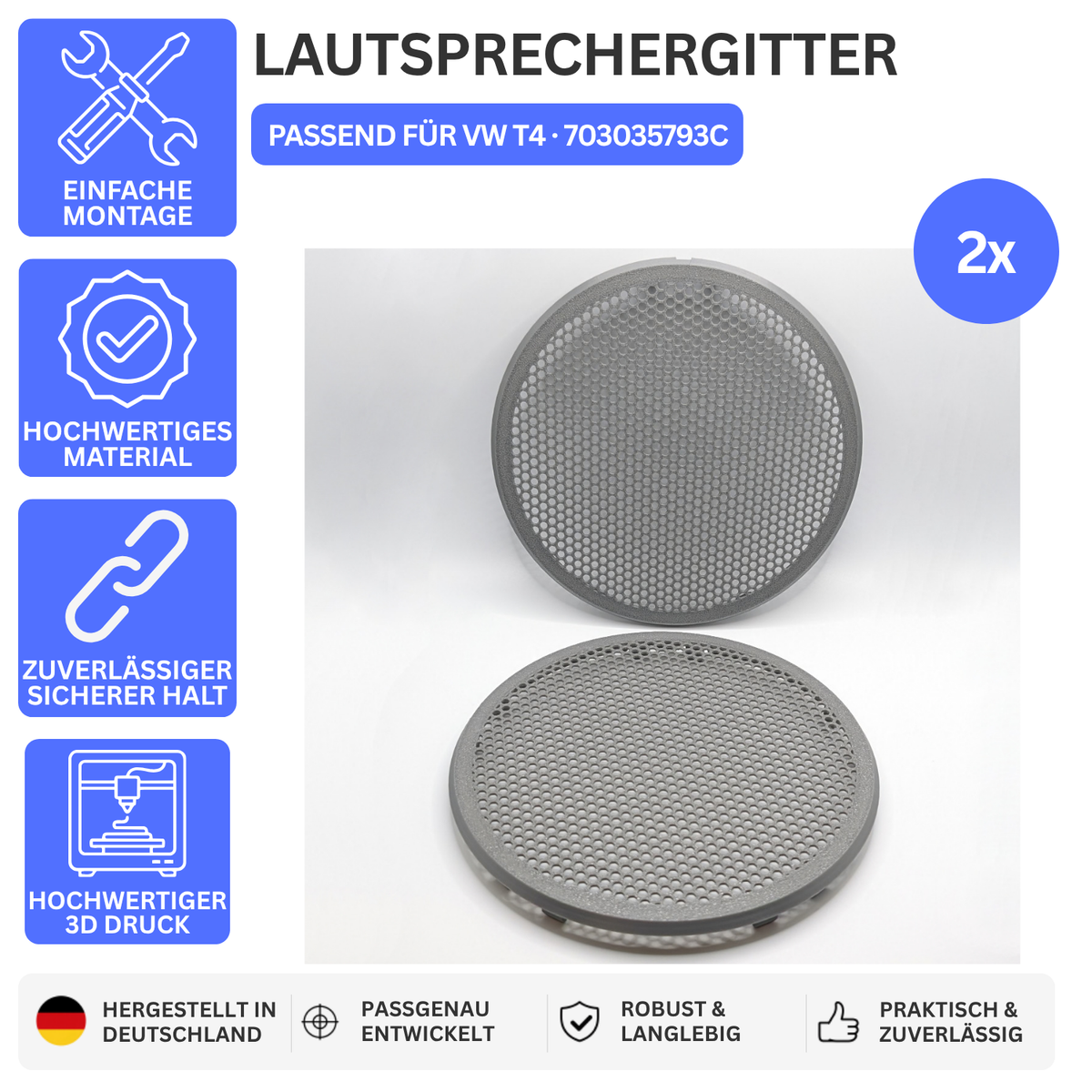 Printbtw 2x Lautsprecher Gitter Abdeckung passend für VW T4 – Produktbild 1 – 55247373599044 – Revision 2026-10-09