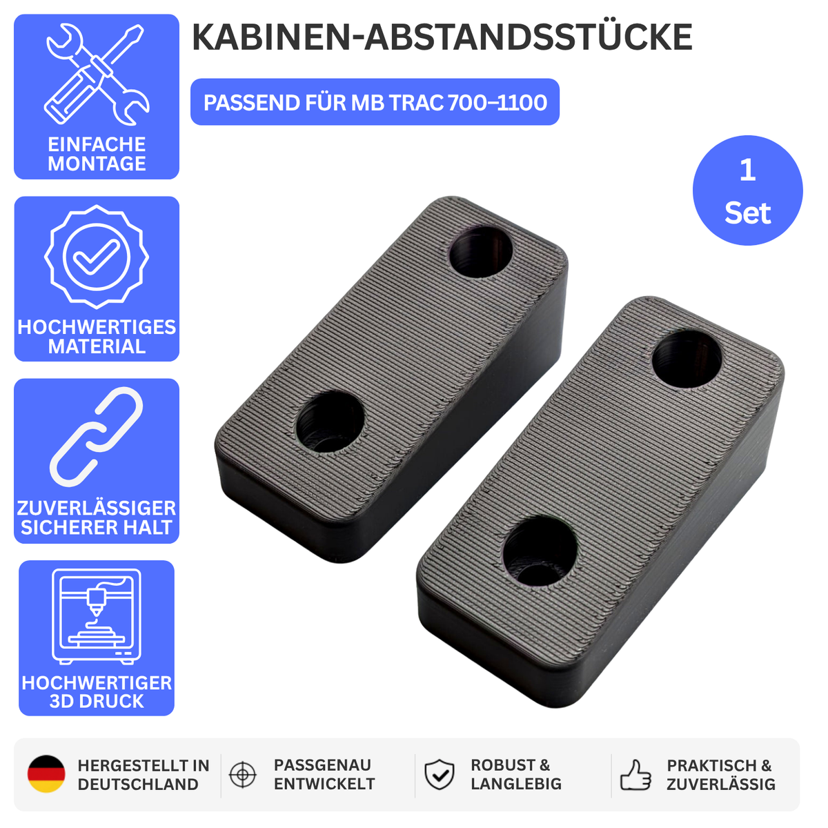 KABINEN-ABSTANDSSTÜCKE – PASSEND FÜR MB TRAC 700–1100 – Bild 1