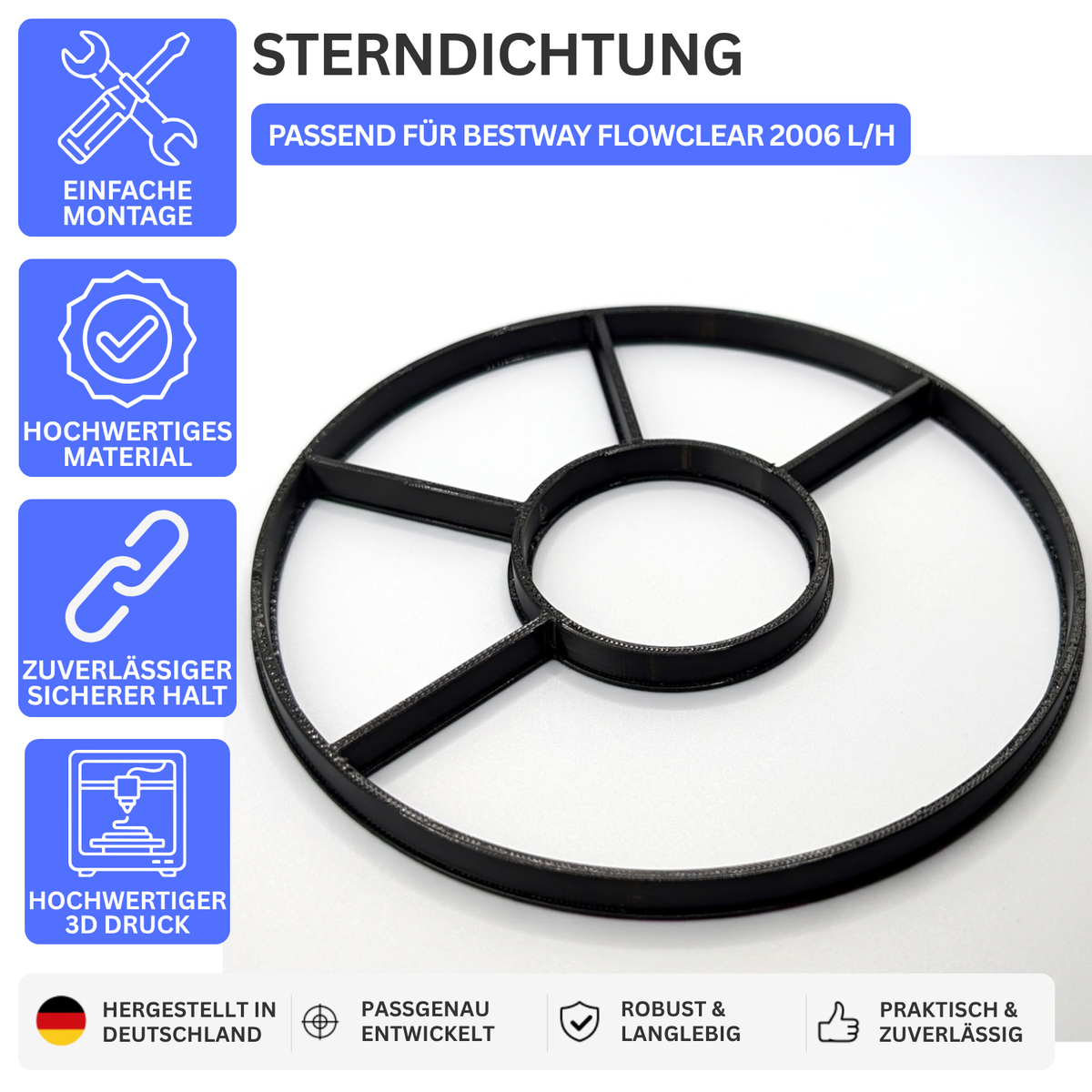 Printbtw Sterndichtung passend für Bestway Flowclear 2006l/h Sandfilter – Produktbild 1 – 55794563907908 – Revision 2026-10-09