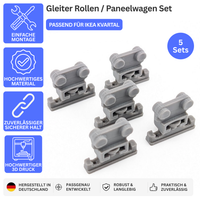 Printbtw 5er Set Gleiter Rollen / Paneelwagen passend für IKEA Kvartal Gardinen – Produktbild 1 – 56227388522820 – Revision 2026-10-09