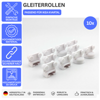 Printbtw 10x Gleiter passend für IKEA KVARTAL Gardinenschiene Weiß – Produktbild 1 – 56228603724100 – Revision 2026-10-09