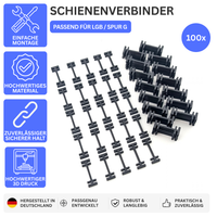 100x Ersatz Schienenverbinder passend für LGB / Spur G Gleisklammern – Produktbild 1 – 56259012002116 – Revision 2026-10-09