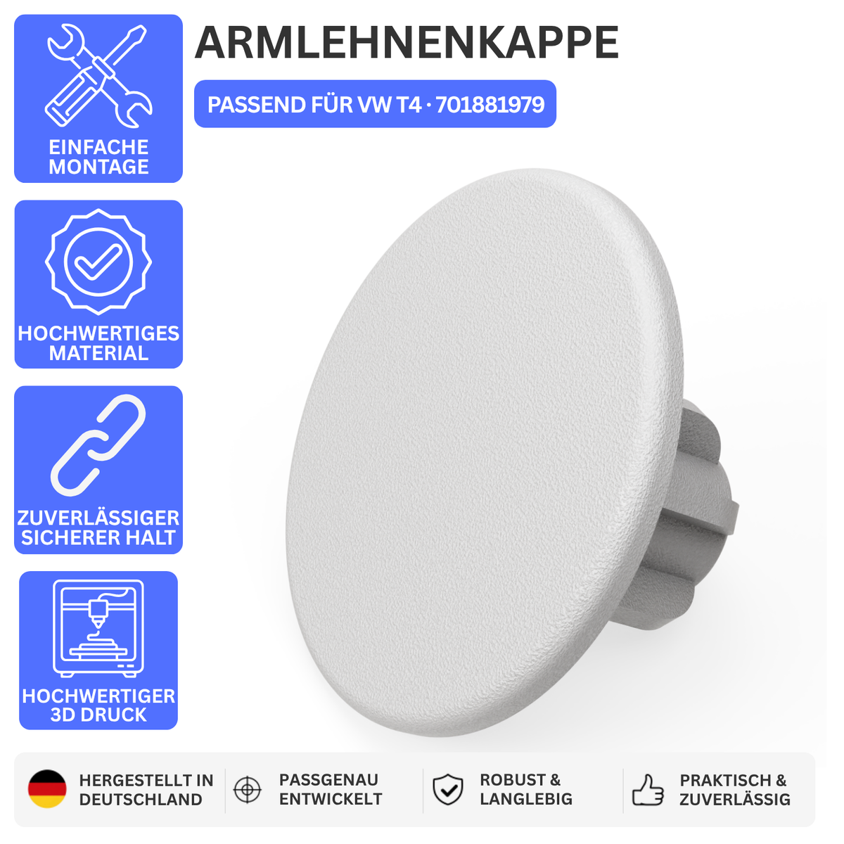 ARMLEHNENKAPPE – PASSEND FÜR VW T4 · 701881979 – Grau – Bild 1 – 56345486819652