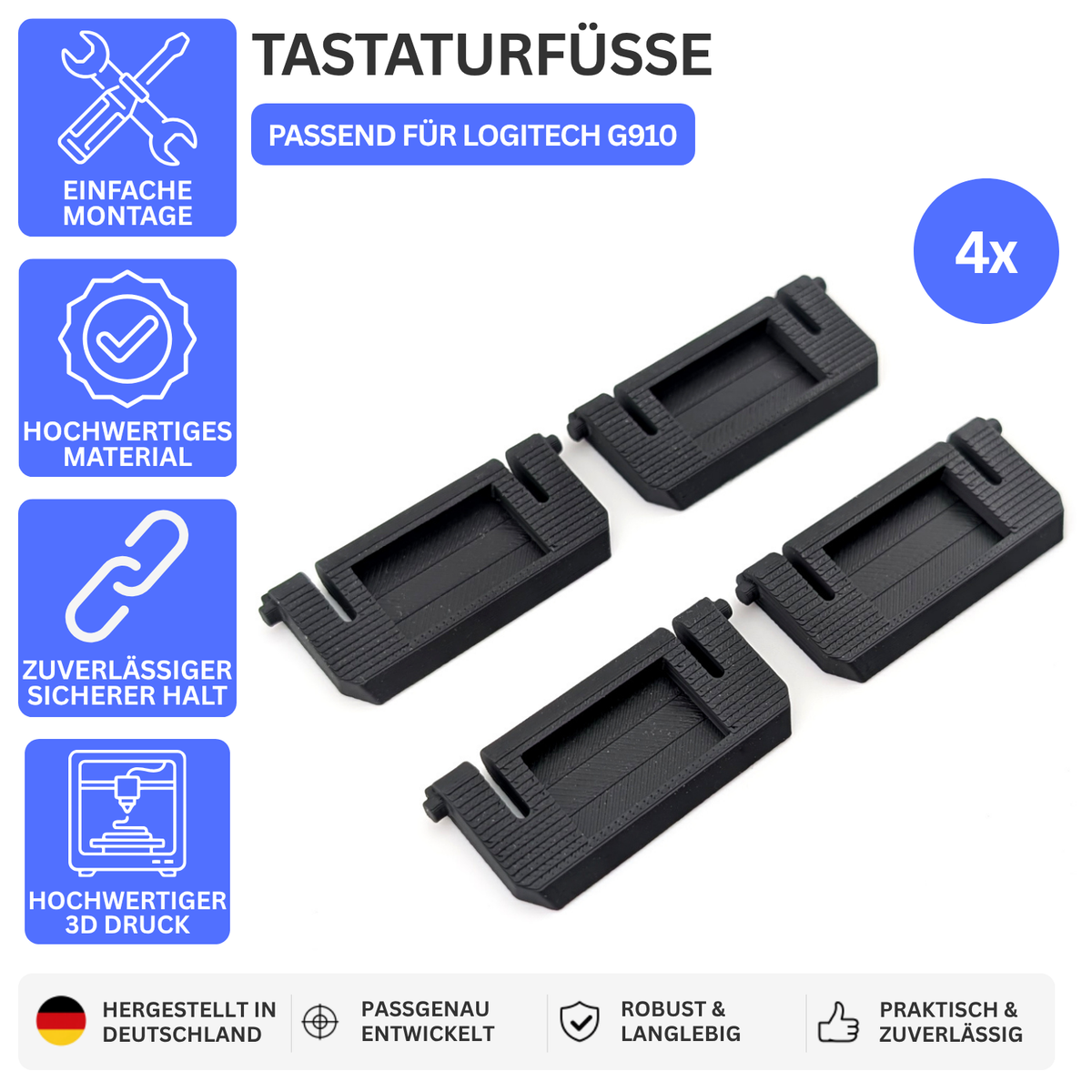 Tastaturfüße passend für Logitech G910 – Stabiler Ersatz mit präziser Passform | Printbtw – Produktbild 1 – Revision 20260914 – 56411217887556