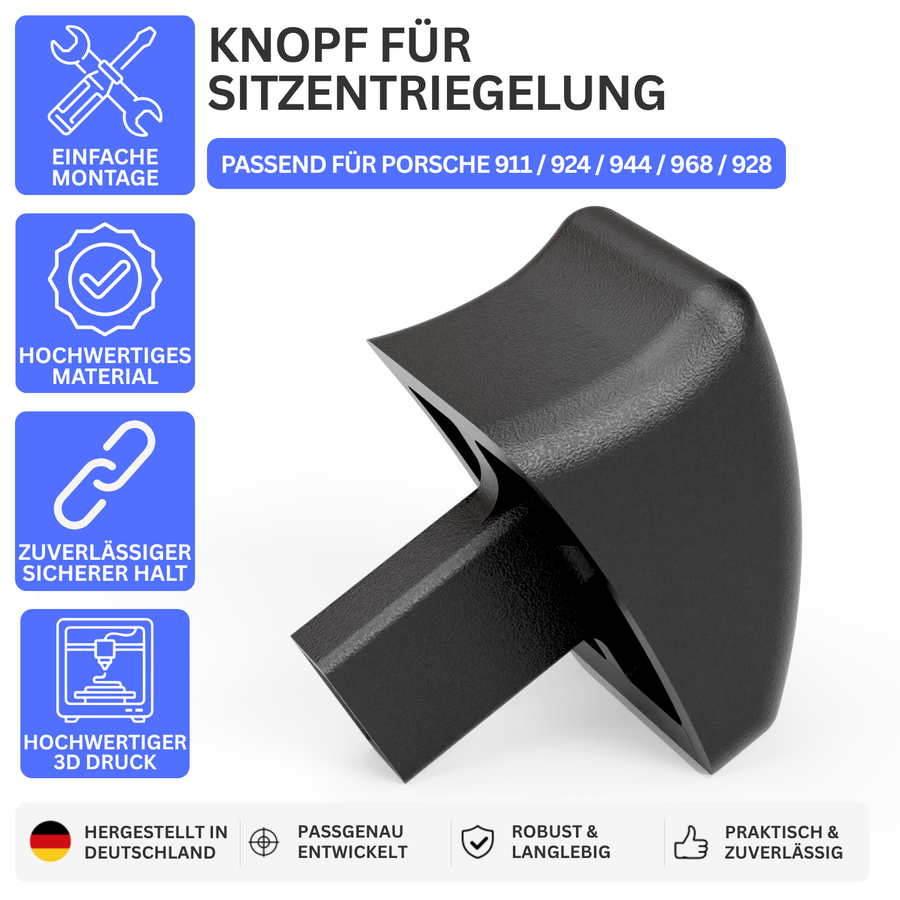 Sitzentriegelung Knopf passend für Porsche 911, 924, 944, 968, 928 – passgenau und langlebig | Printbtw – Produktbild 1 – Revision 20260911 – 56543707922756