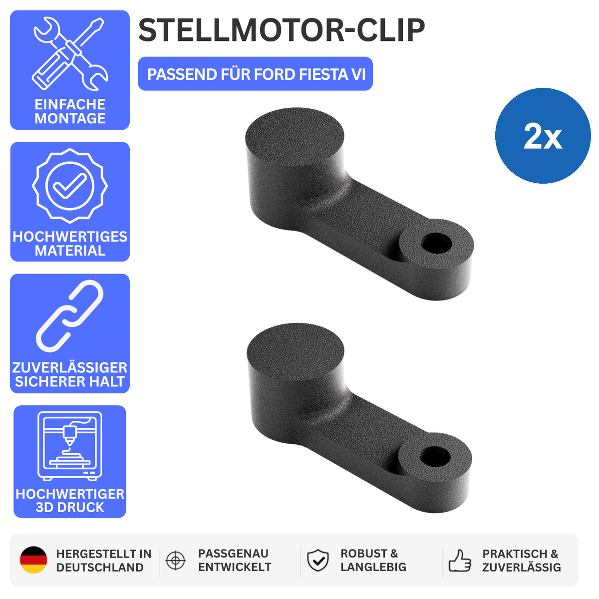 Printbtw 2x Stellmotor Klima Heizung Hebel Clip passend für Ford Fiesta VI 8V51-18E251-AC – Produktbild 1 – 57357923156292 – Revision 2026-10-09