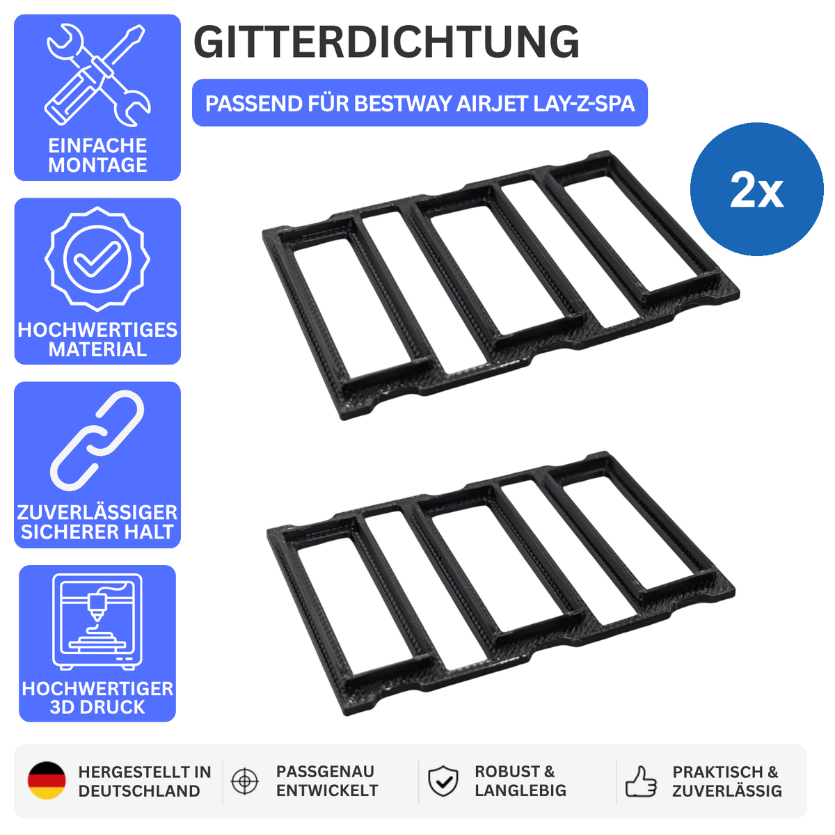 Printbtw 2x Gitter Dichtung passend für Bestway Airjet Lay-Z-Spa Whirlpool Pumpe – Produktbild 1 – 57357932331332 – Revision 2026-10-09