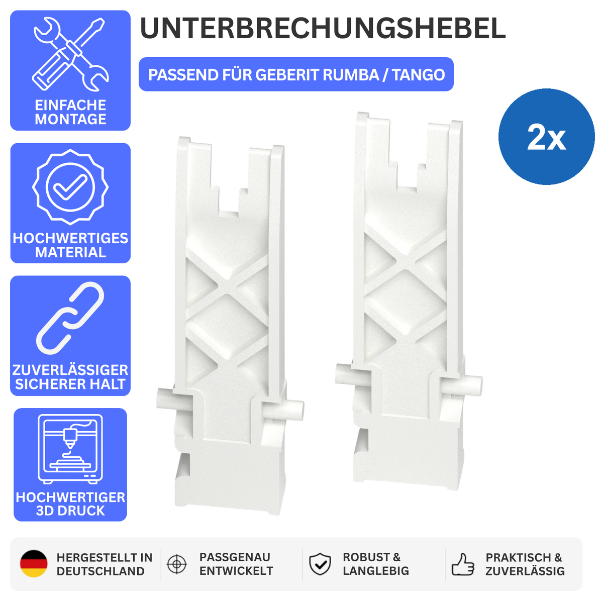 Printbtw 2x Unterbrechungshebel passend für Geberit Rumba Tango 240933001 verstärkt – Produktbild 1 – 57357960872260 – Revision 2026-10-09