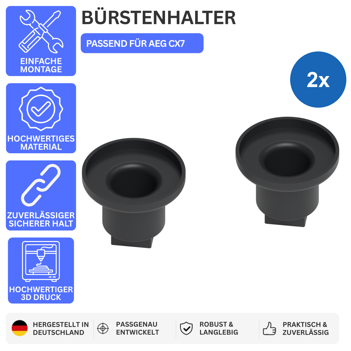 Printbtw 2x Ersatz Bürstenhalter passend für AEG CX7 Akku-Staubsauger – Produktbild 1 – 57357963886916 – Revision 2026-10-09