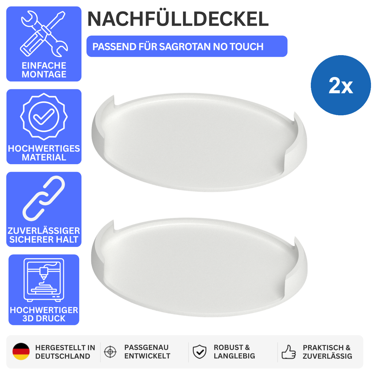 Printbtw 2x Abdeckung Deckel passend für Sagrotan No Touch Seifenspender Nachfülldeckel – Produktbild 1 – 57357970997572 – Revision 2026-10-09