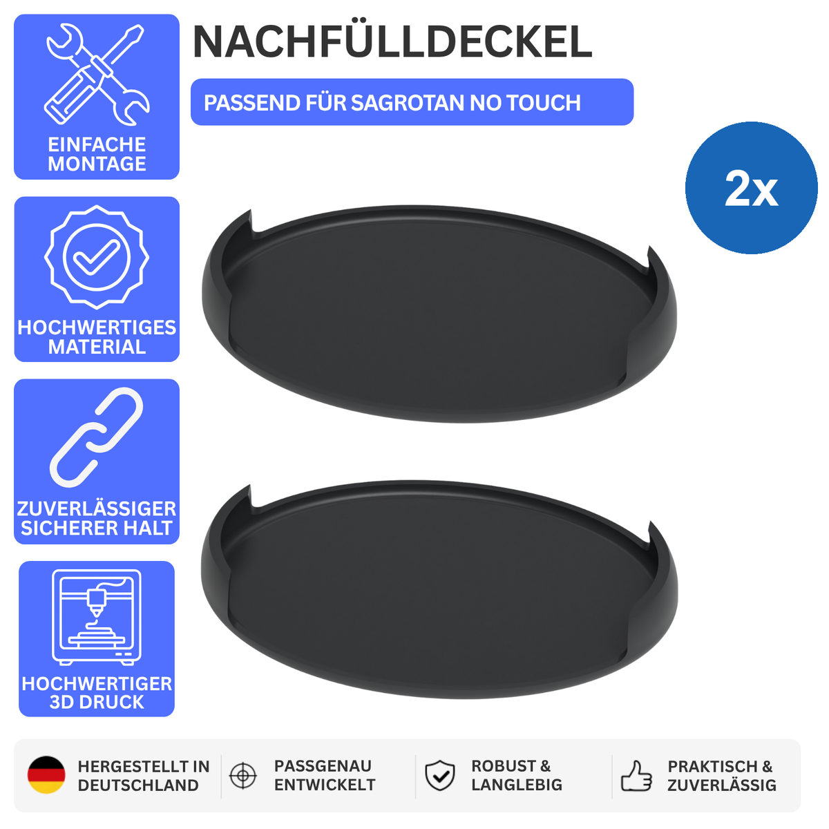 Printbtw 2x Abdeckung Deckel passend für Sagrotan No Touch Seifenspender Nachfülldeckel – Produktbild 1 – 57357971030340 – Revision 2026-10-09