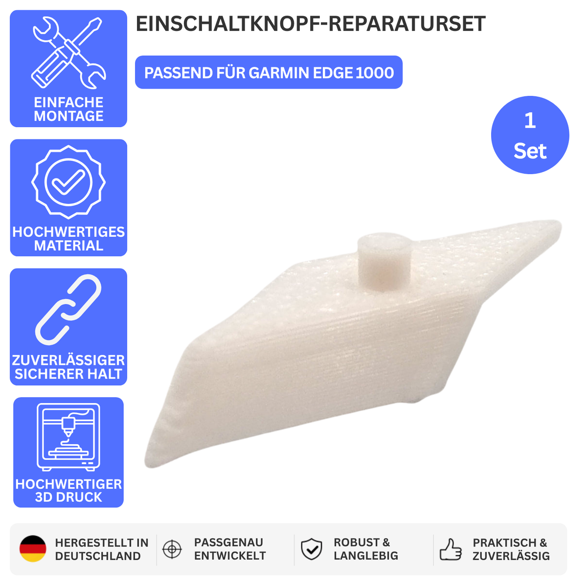 EINSCHALTKNOPF-REPARATURSET – PASSEND FÜR GARMIN EDGE 1000 – 1x Weiss – Ansicht 1