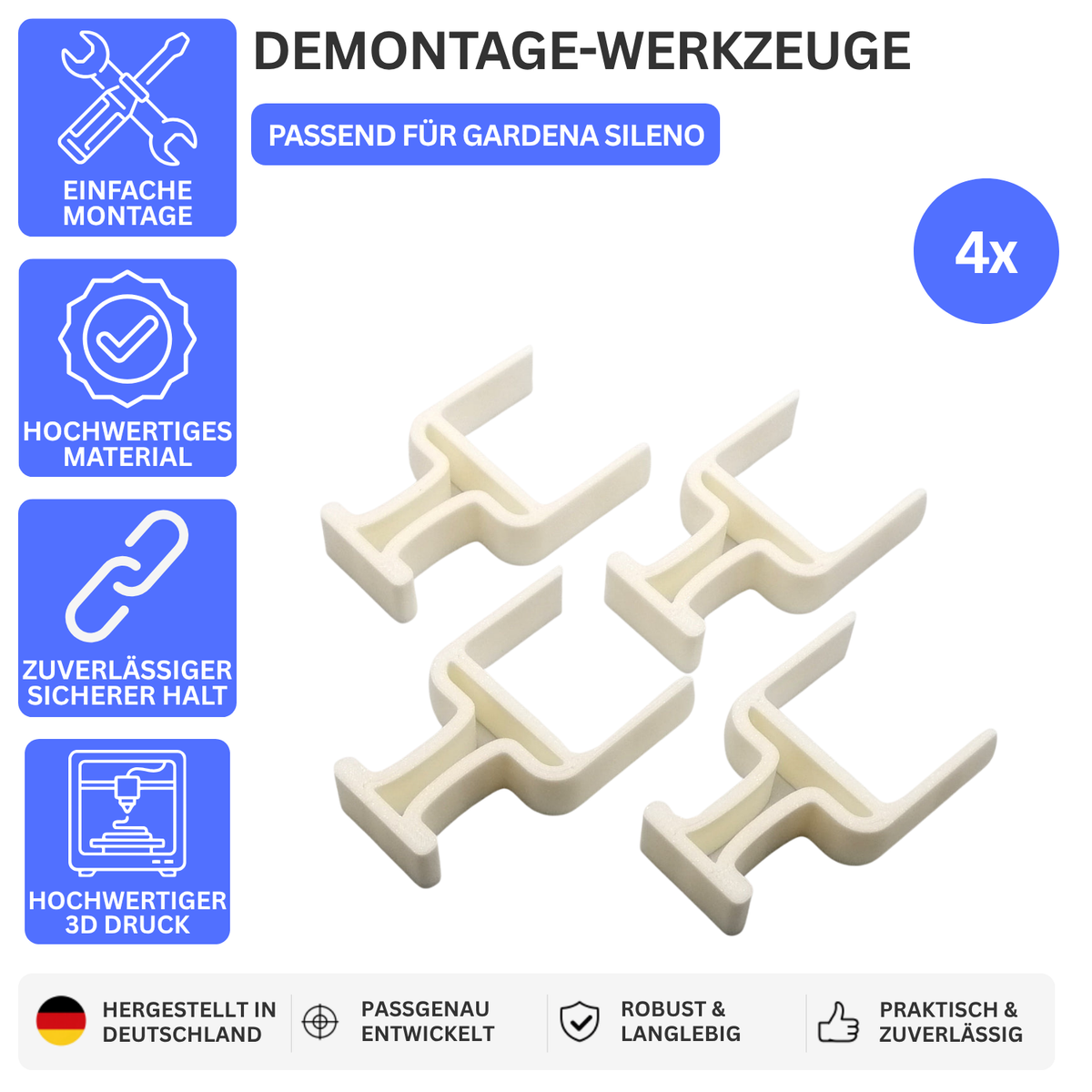 DEMONTAGE-WERKZEUGE – PASSEND FÜR GARDENA SILENO – Weiss – Ansicht 1