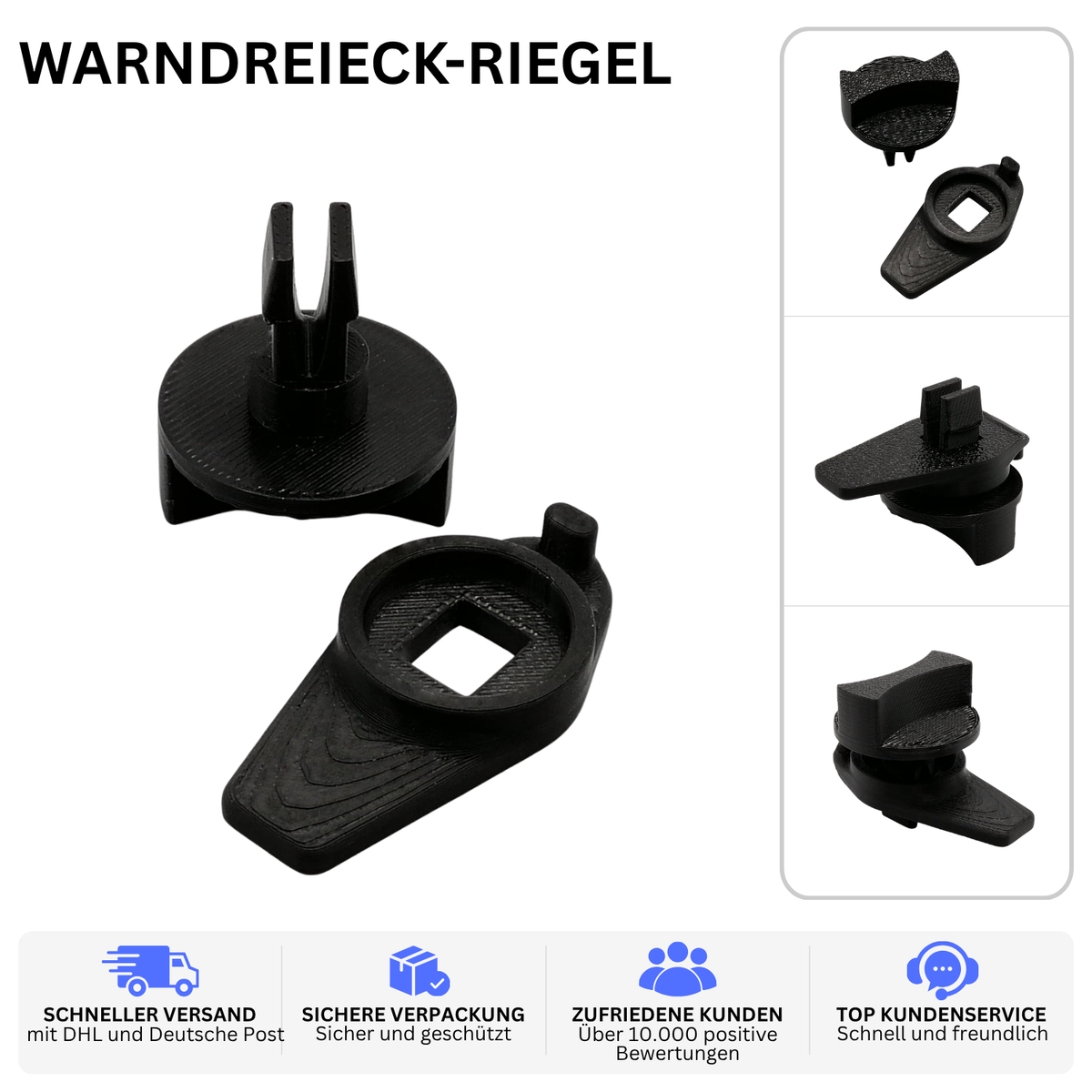 WARNDREIECK-RIEGEL – PASSEND FÜR AUDI A4 B6/B7 & A6 C5 – 1x Riegel mit Drehknopf – Ansicht 2