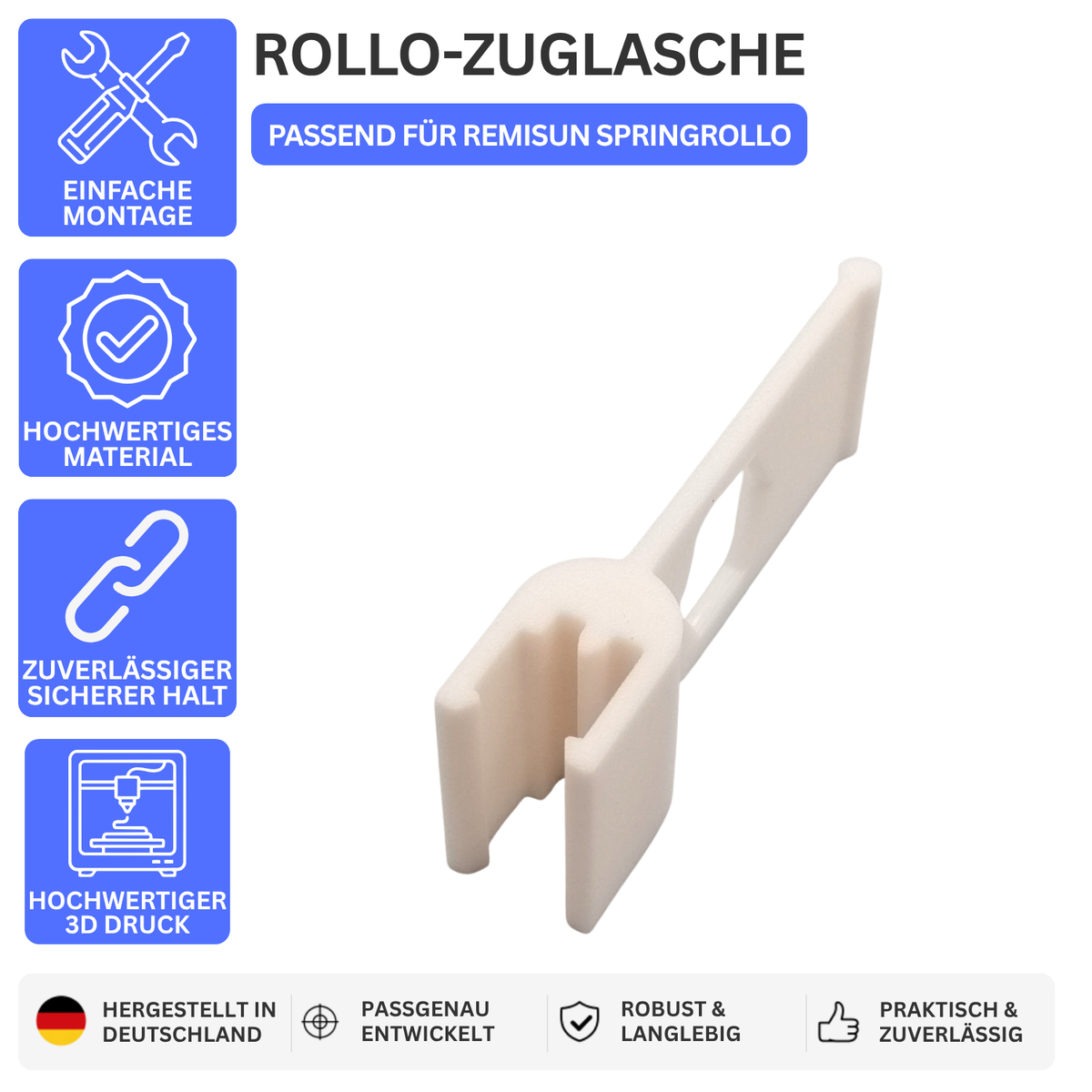 ROLLO-ZUGLASCHE – PASSEND FÜR REMISUN SPRINGROLLO – Weiss – Ansicht 1