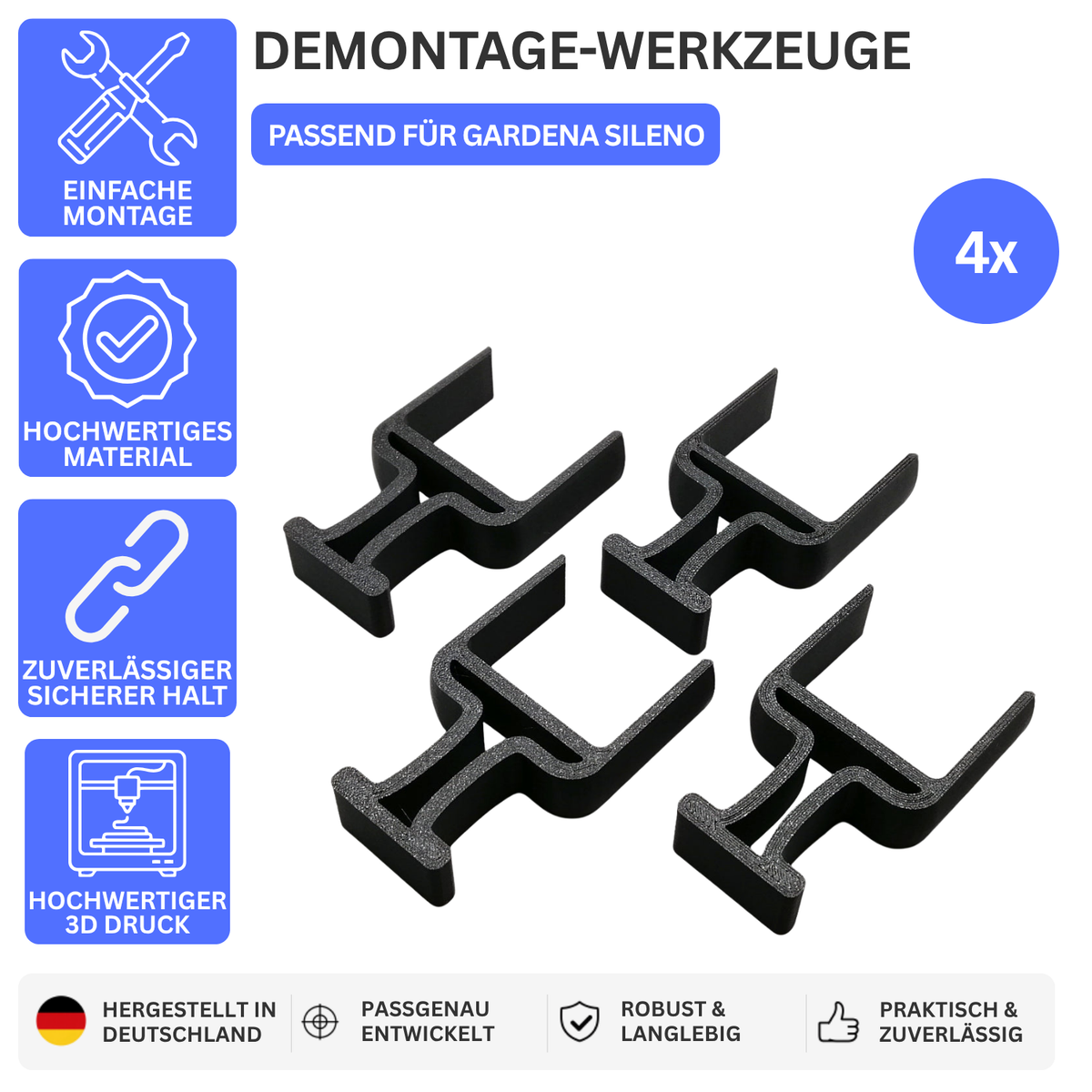 DEMONTAGE-WERKZEUGE – PASSEND FÜR GARDENA SILENO – Schwarz – Ansicht 1