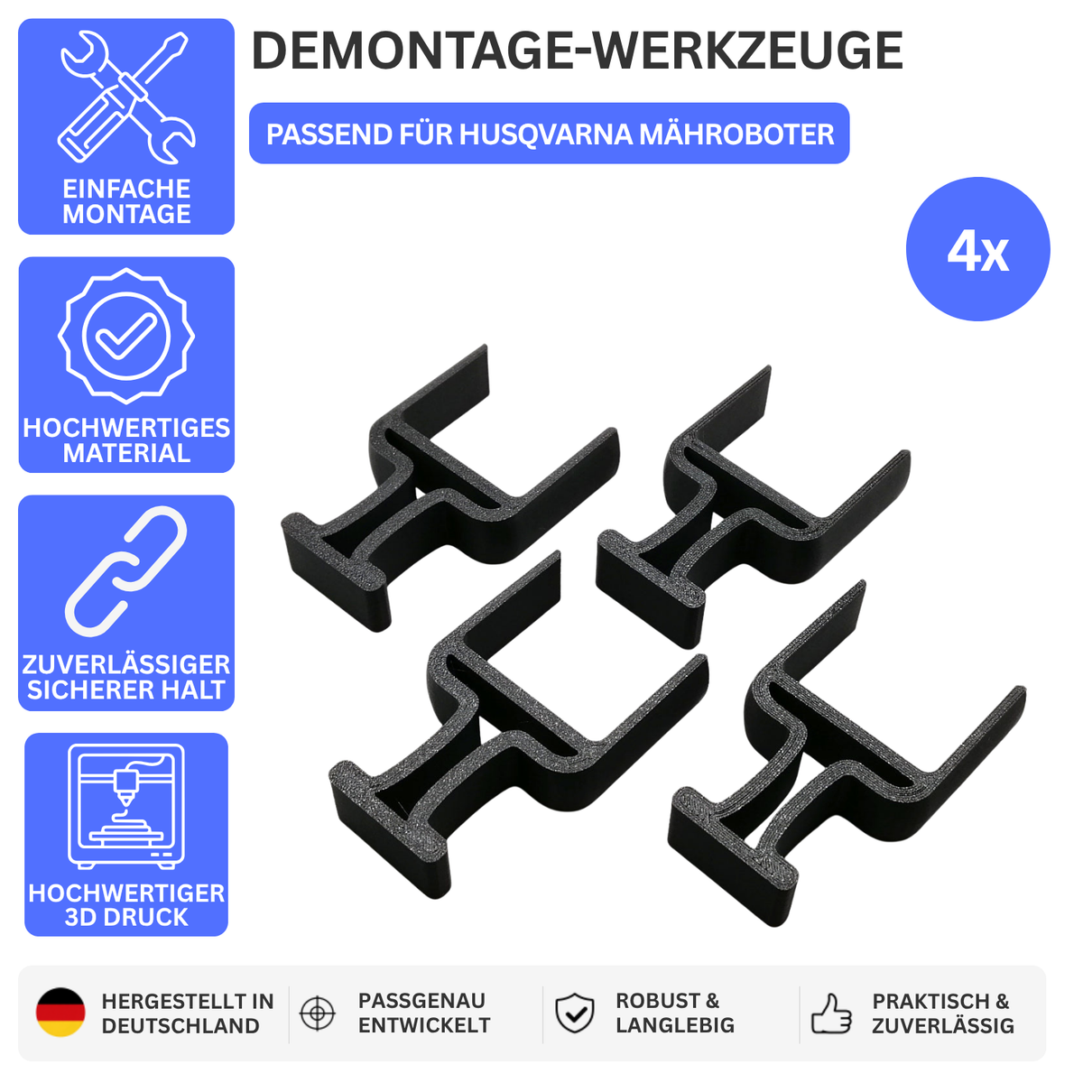 DEMONTAGE-WERKZEUGE – PASSEND FÜR HUSQVARNA MÄHROBOTER – Schwarz – Ansicht 1