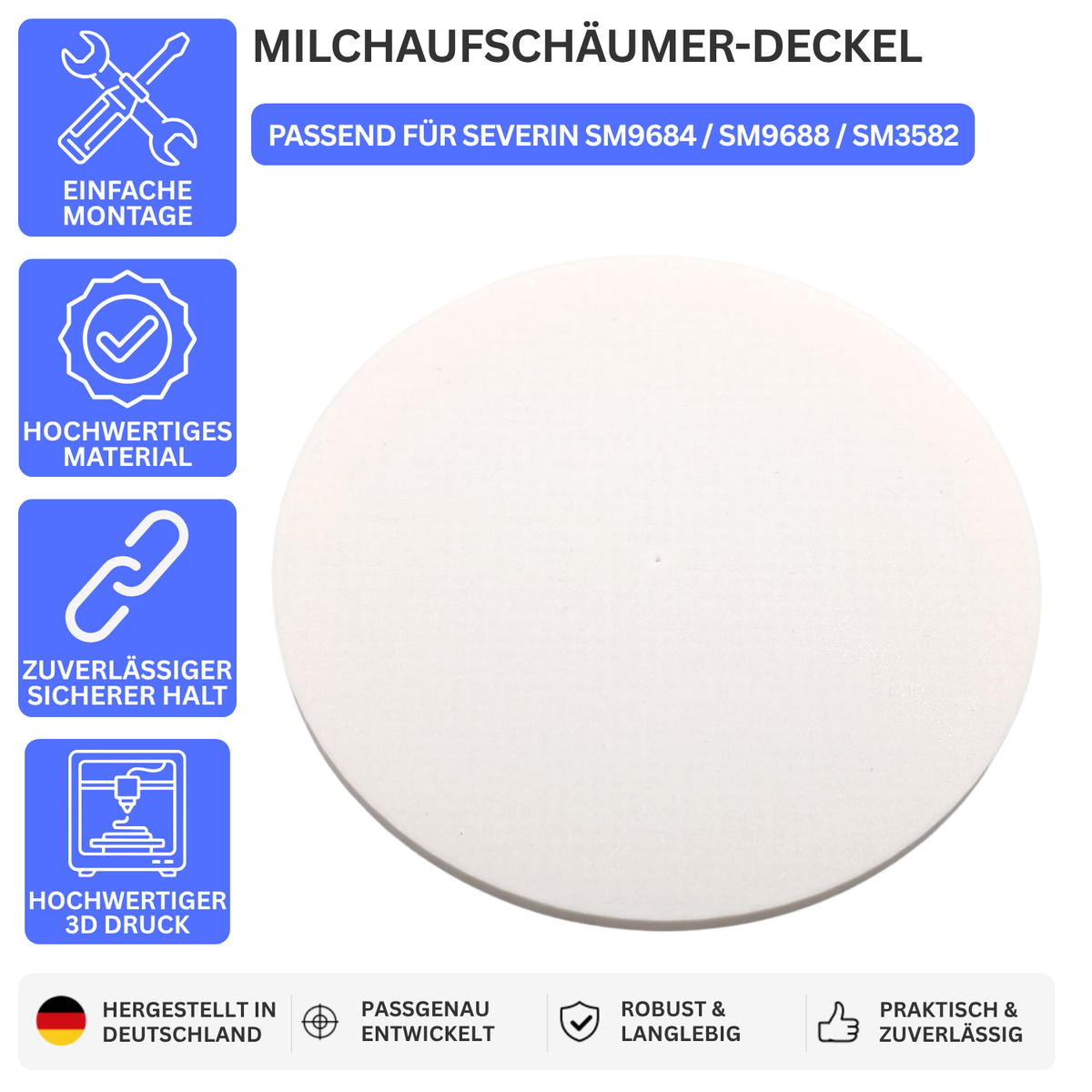 MILCHAUFSCHÄUMER-DECKEL – PASSEND FÜR SEVERIN SM9684 / SM9688 / SM3582 – Weiss – Ansicht 1
