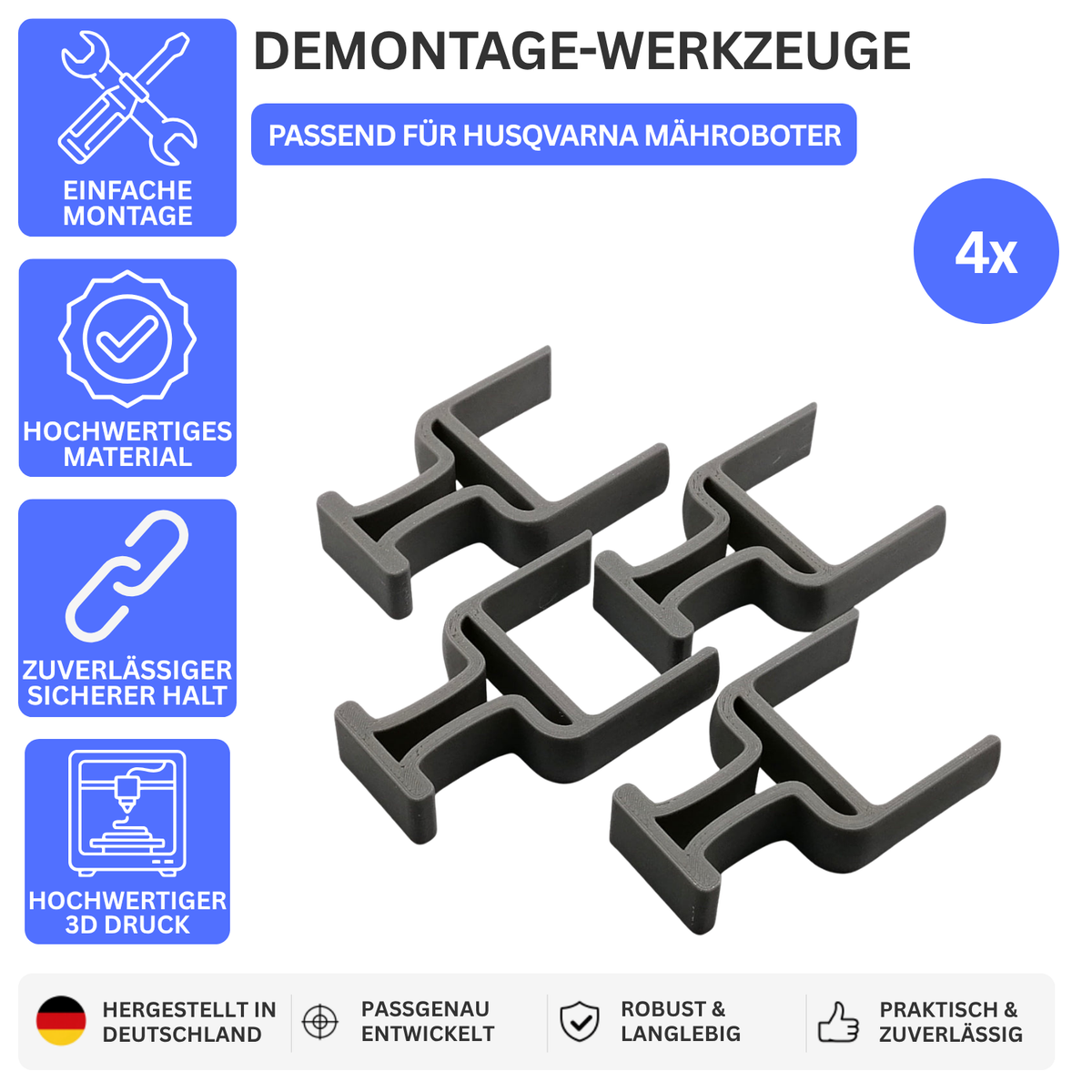 DEMONTAGE-WERKZEUGE – PASSEND FÜR HUSQVARNA MÄHROBOTER – Grau – Ansicht 1