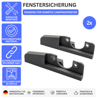 FENSTERSICHERUNG – PASSEND FÜR DOMETIC CAMPINGFENSTER – Grau – Ansicht 1