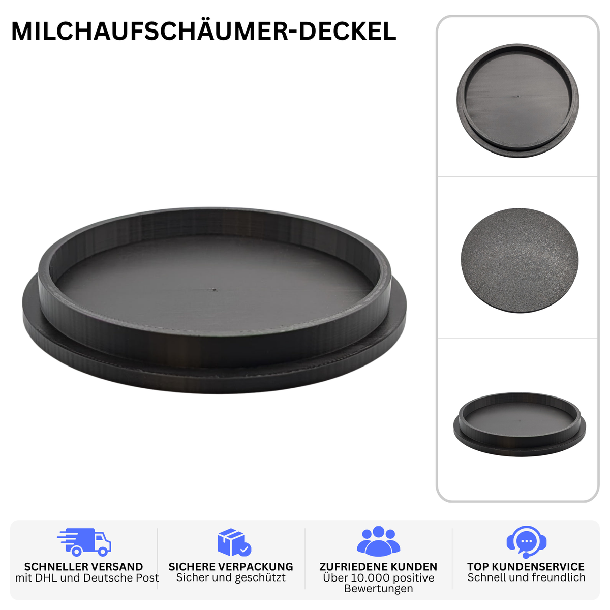 MILCHAUFSCHÄUMER-DECKEL – PASSEND FÜR SEVERIN SM9684 / SM9688 / SM3582 – Schwarz – Ansicht 2