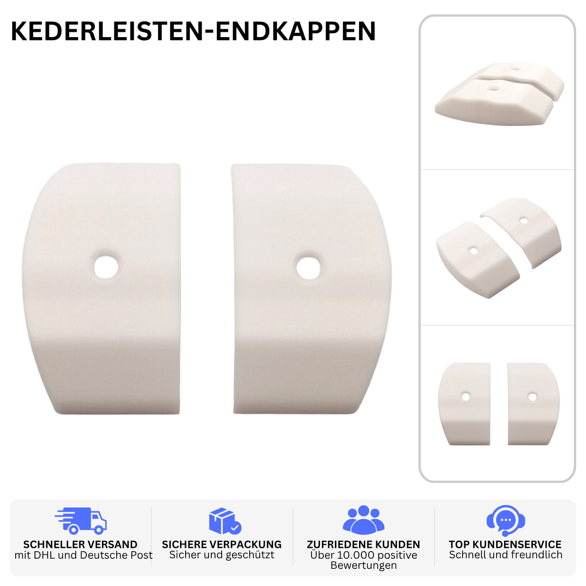 KEDERLEISTEN-ENDKAPPEN – PASSEND FÜR ELDDIS MISTRAL GTX – Weiss – Ansicht 2