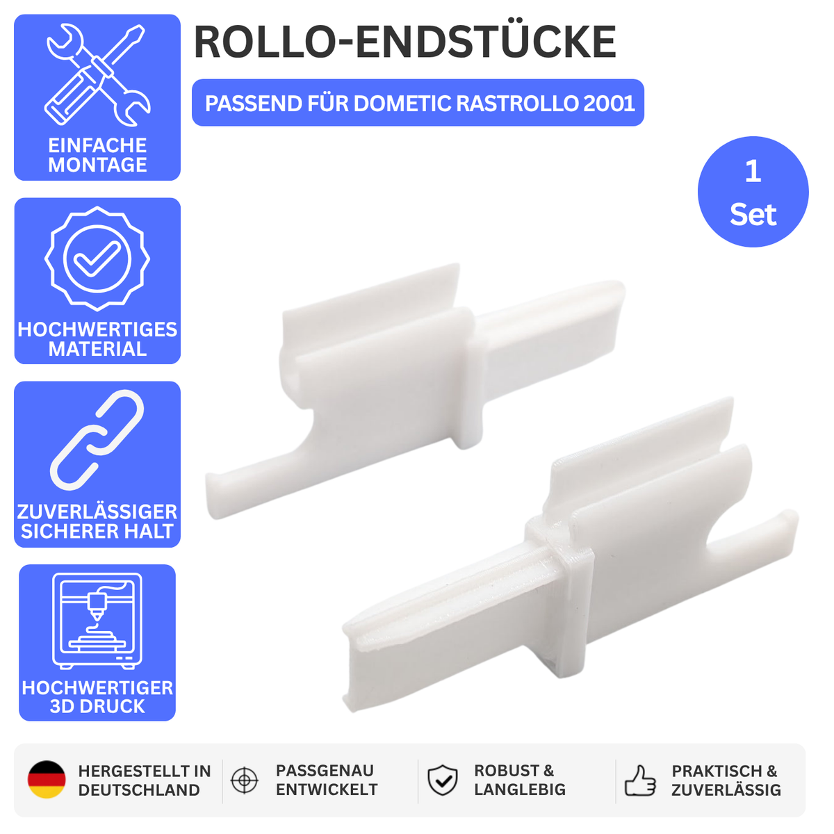 ROLLO-ENDSTÜCKE – PASSEND FÜR DOMETIC RASTROLLO 2001 – Weiss – Ansicht 1