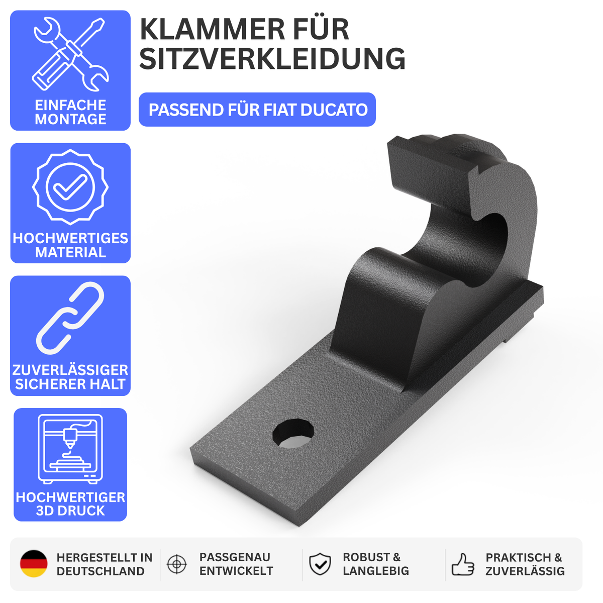 Klammer für Sitzverkleidung passend für Fiat Ducato – Produktübersicht mit Eigenschaften