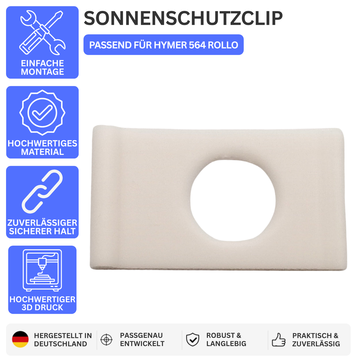 SONNENSCHUTZCLIP – PASSEND FÜR HYMER 564 ROLLO – Weiss – Ansicht 1
