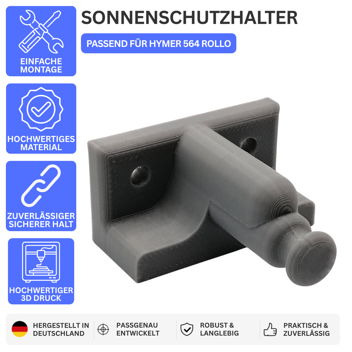 SONNENSCHUTZHALTER – PASSEND FÜR HYMER 564 ROLLO – Grau – Ansicht 1