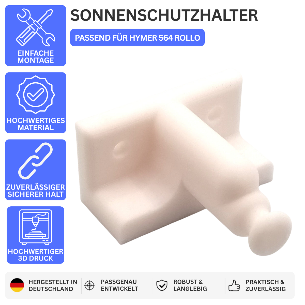SONNENSCHUTZHALTER – PASSEND FÜR HYMER 564 ROLLO – Weiss – Ansicht 1