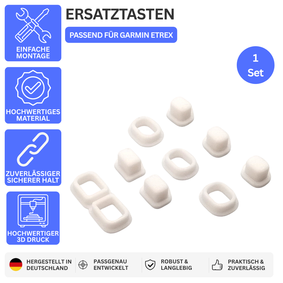 ERSATZTASTEN – PASSEND FÜR GARMIN ETREX – 5 Weisse Knöpfe – Ansicht 1