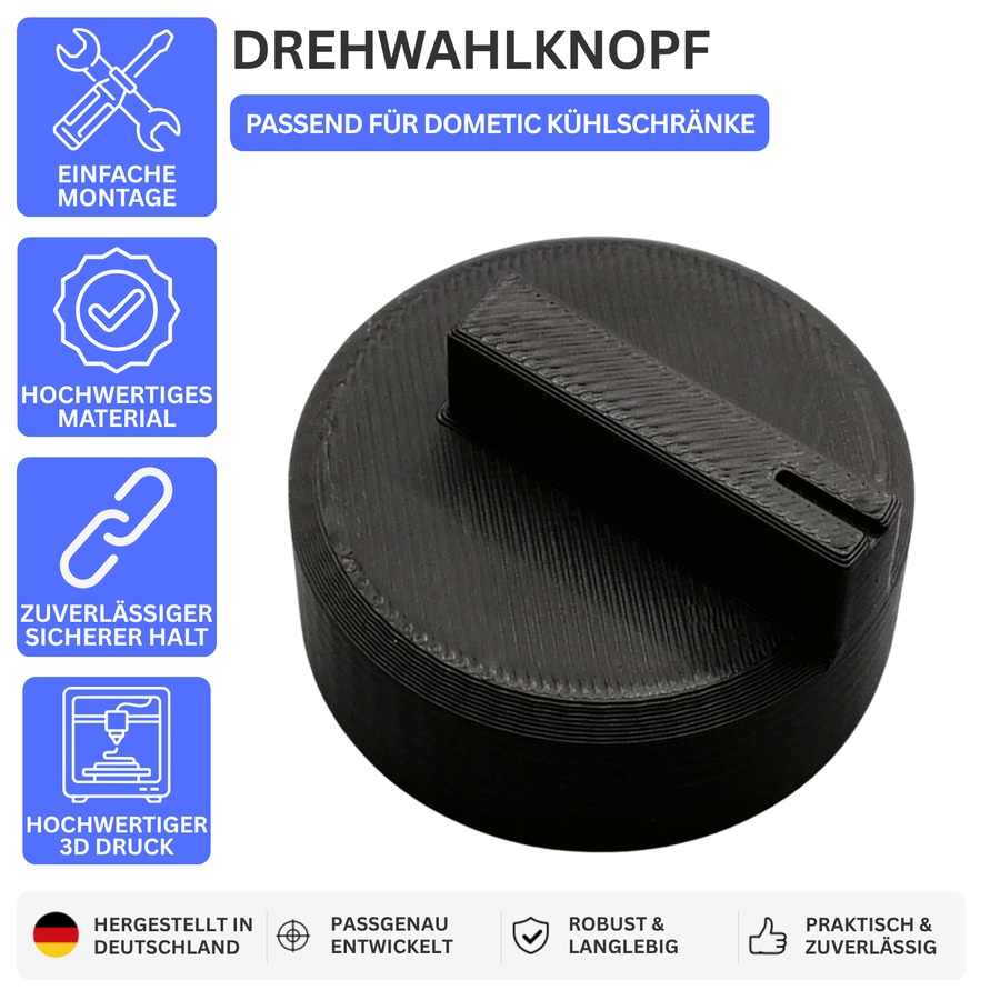 DREHWAHLKNOPF – PASSEND FÜR DOMETIC KÜHLSCHRÄNKE – Schwarz – Ansicht 1