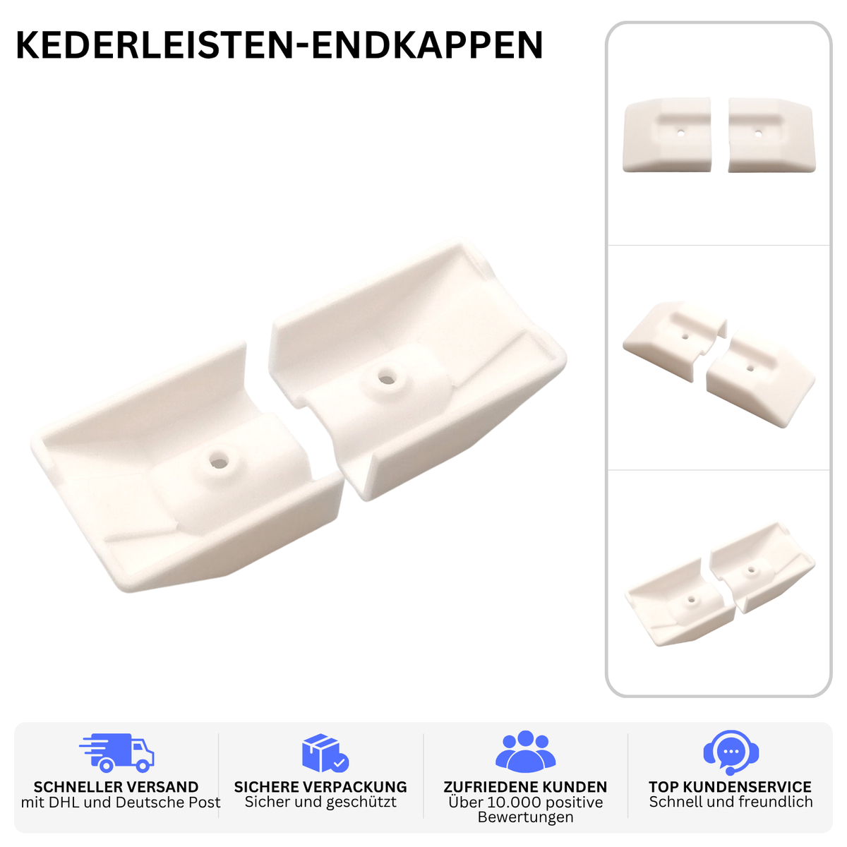 KEDERLEISTEN-ENDKAPPEN – PASSEND FÜR NIEWIADOW WOHNWAGEN – Weiss – Ansicht 2