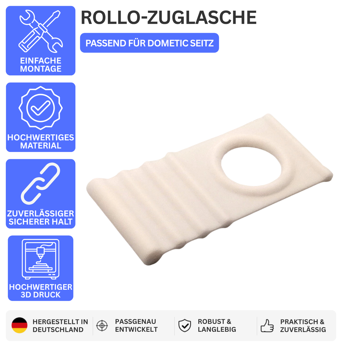 ROLLO-ZUGLASCHE – PASSEND FÜR DOMETIC SEITZ – Weiss – Ansicht 1