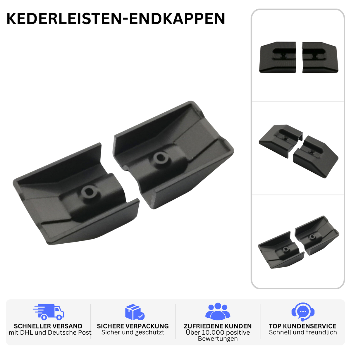 KEDERLEISTEN-ENDKAPPEN – PASSEND FÜR NIEWIADOW WOHNWAGEN – Schwarz – Ansicht 2