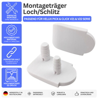Montageträger Loch/Schlitz passend für VELUX Pick & Click V21 & V22 Serie – Stabiler Doppelsatz, Weiß | PrintBTW