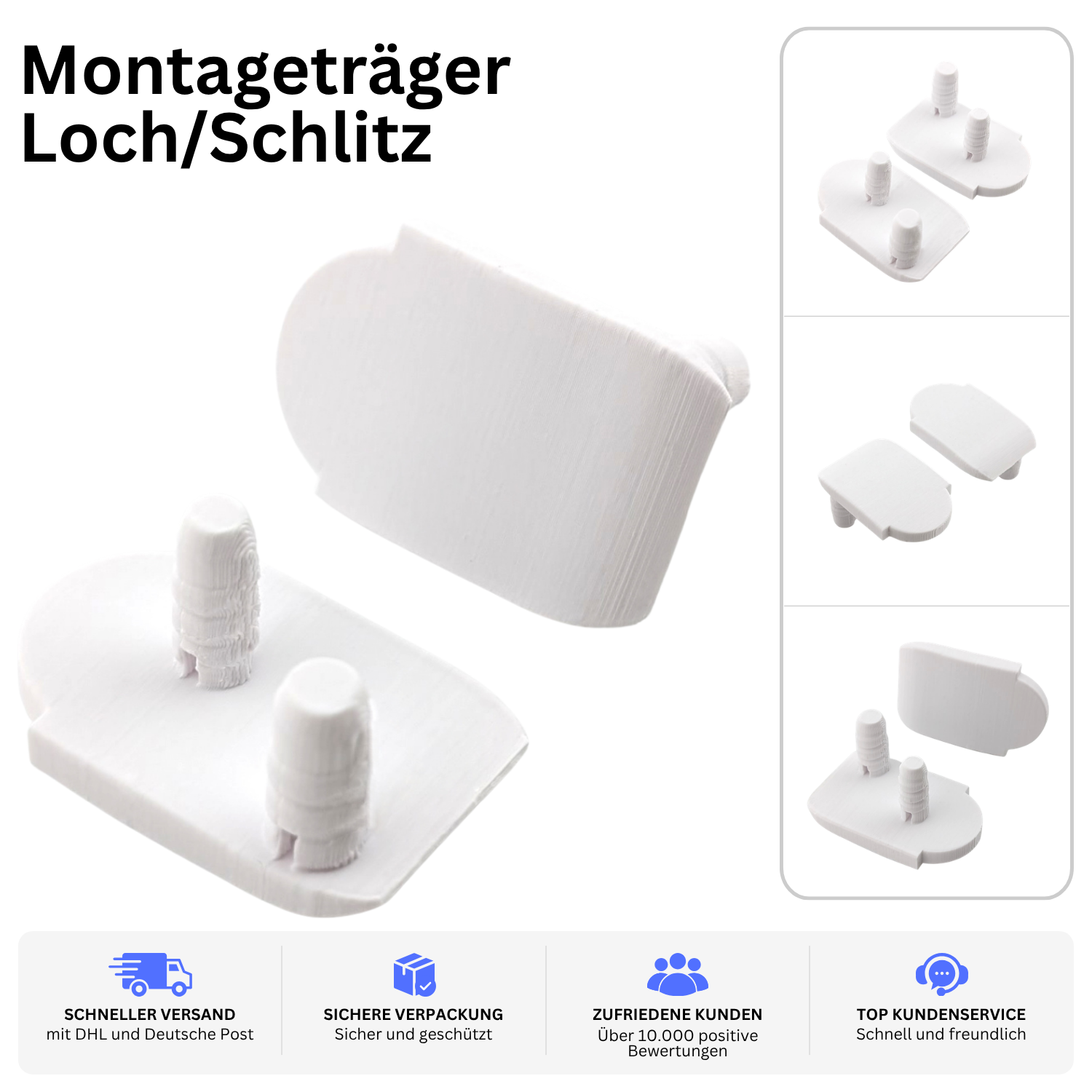 Montageträger Loch/Schlitz passend für VELUX Pick & Click V21 & V22 Serie – Stabiler Doppelsatz, Weiß | PrintBTW
