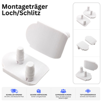 Montageträger Loch/Schlitz passend für VELUX Pick & Click V21 & V22 Serie – Stabiler Doppelsatz, Weiß | PrintBTW
