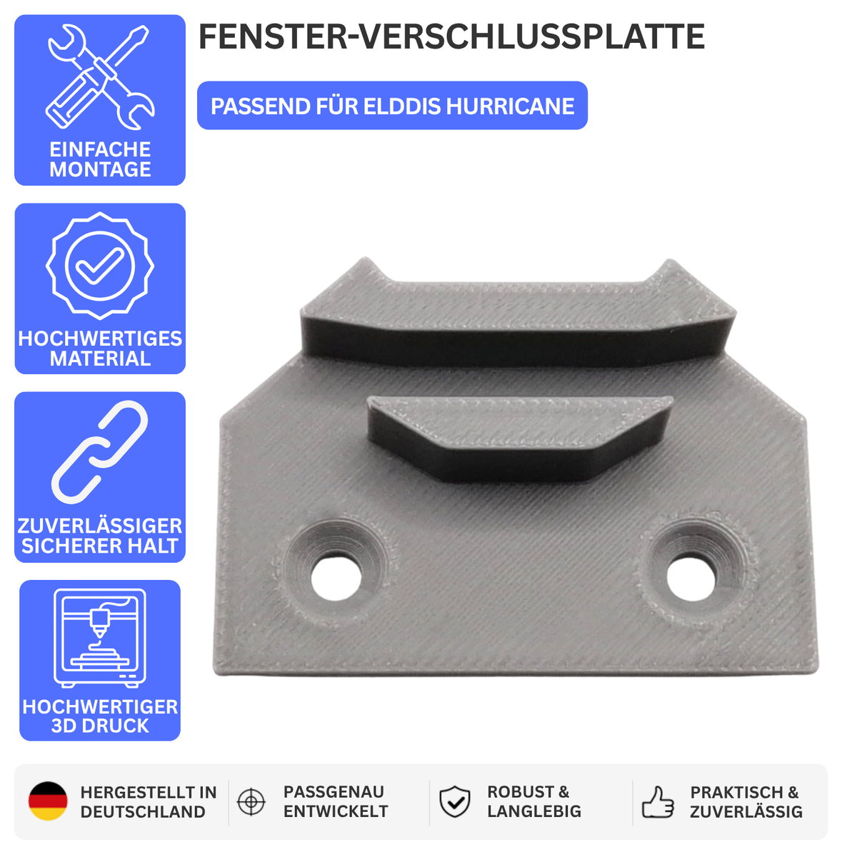 FENSTER-VERSCHLUSSPLATTE – PASSEND FÜR ELDDIS HURRICANE – Grau – Ansicht 1