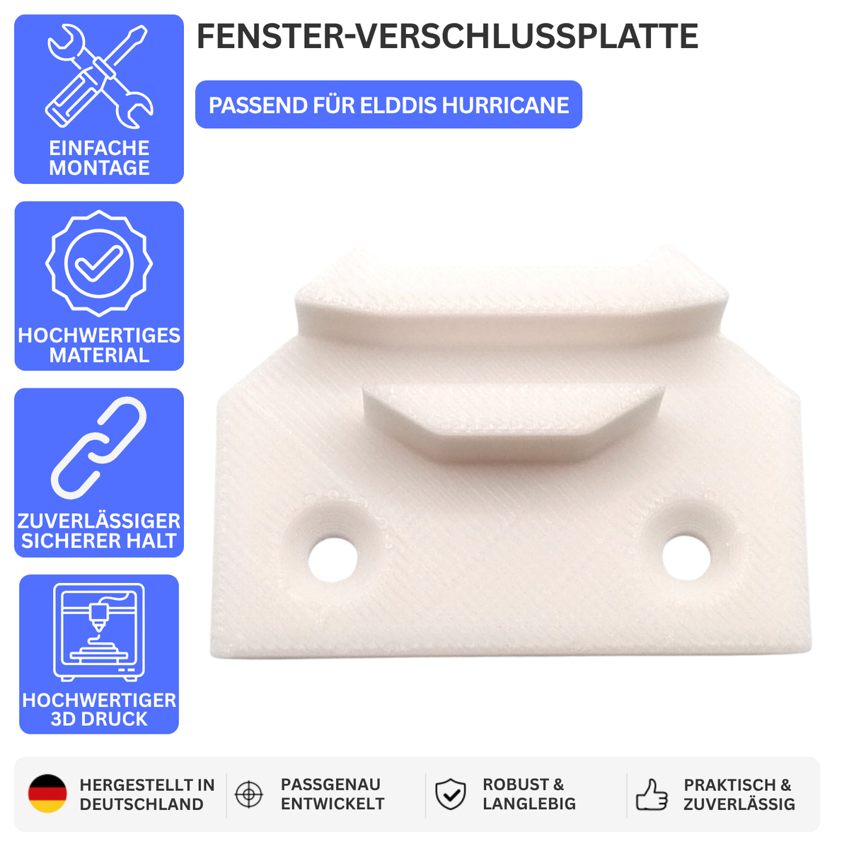 FENSTER-VERSCHLUSSPLATTE – PASSEND FÜR ELDDIS HURRICANE – Weiss – Ansicht 1