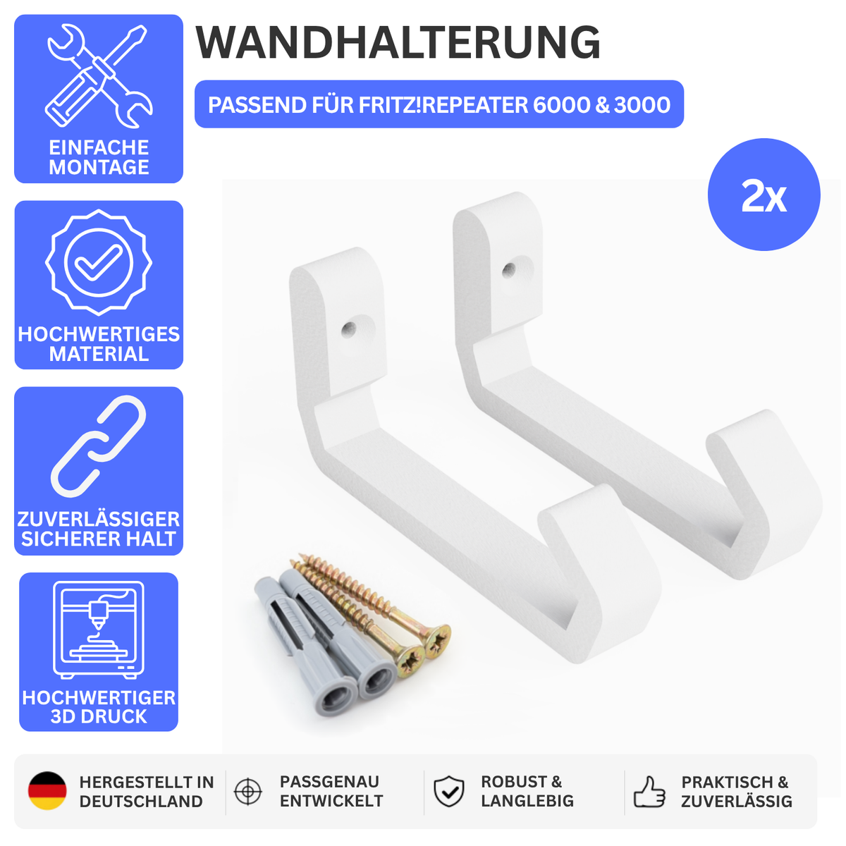 Wandhalterung passend für Fritz Repeater 6000 & 3000 – platzsparende, stabile Montage | PrintBTW – Produktbild 1 – Revision 20260914 – 56436678492484