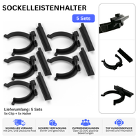 Sockelleistenhalter passend für IKEA Faktum Rationell, Lieferumfang 5 Sets mit 5 Clips und 5 Haltern