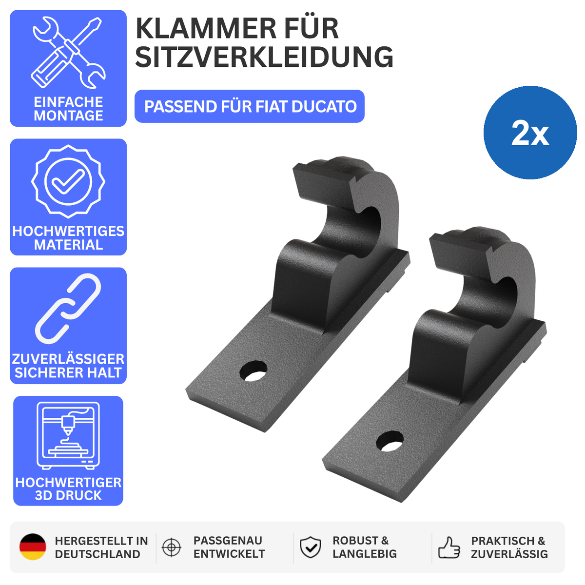 Printbtw 2x Klammer für Sitzverkleidung passend für Fiat Ducato Citroën Peugeot, Default Title, Bild 1 – größere und kompaktere Darstellung, Revision 2026-10-09 · Canva 1500×1500